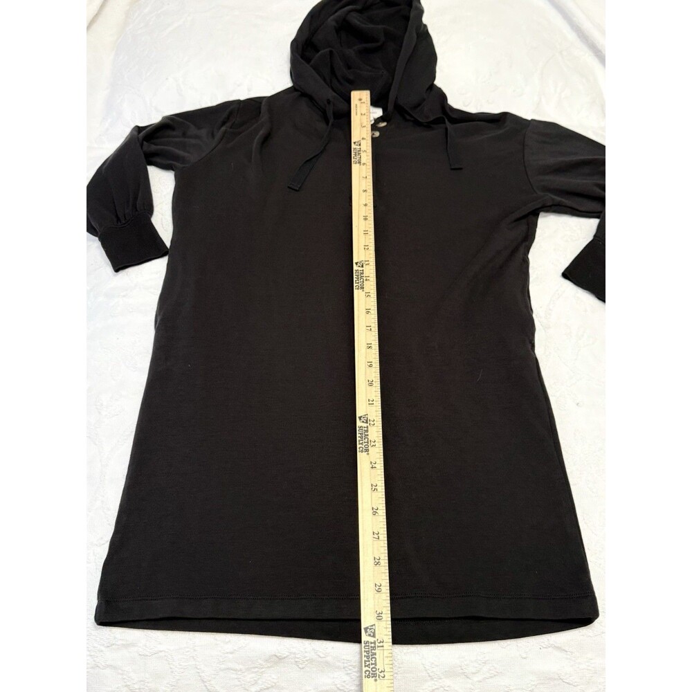 EUC Lou & Grey Hooded Henley Sweatshirt Dress S Black Cozy Athleisure Fall - Picture 13 of 16
